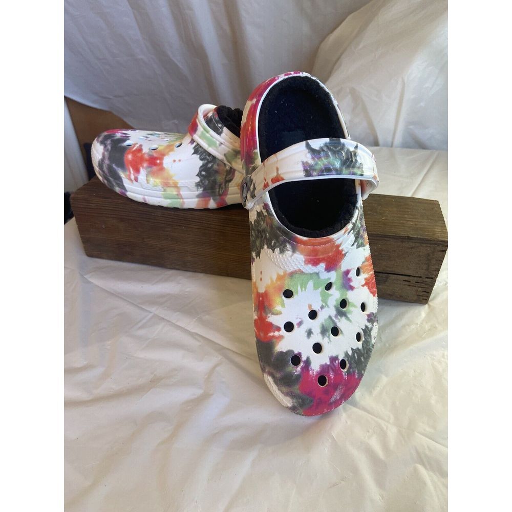 Unisex Crocs Classic Splatter- Blk Faux Sherpa Lined Clogs-Sizes M (9)-W (11)